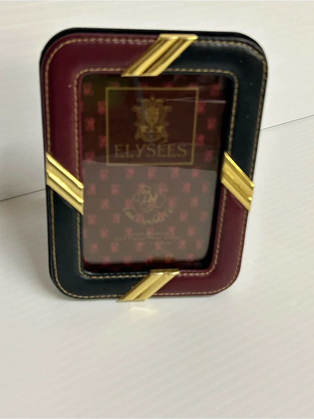 Elysees Loui Michel Cie Leather Picture Frame W/Goldtone Trim 3.5”x5”